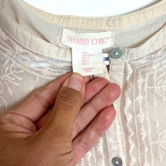 Shabby Chic Cream Embroidered Top and Shorts Size Large - Picture 8 of 9